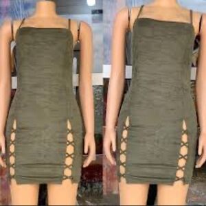 Sexy faux suede green dress 👗 by Revamped ~ Size XL